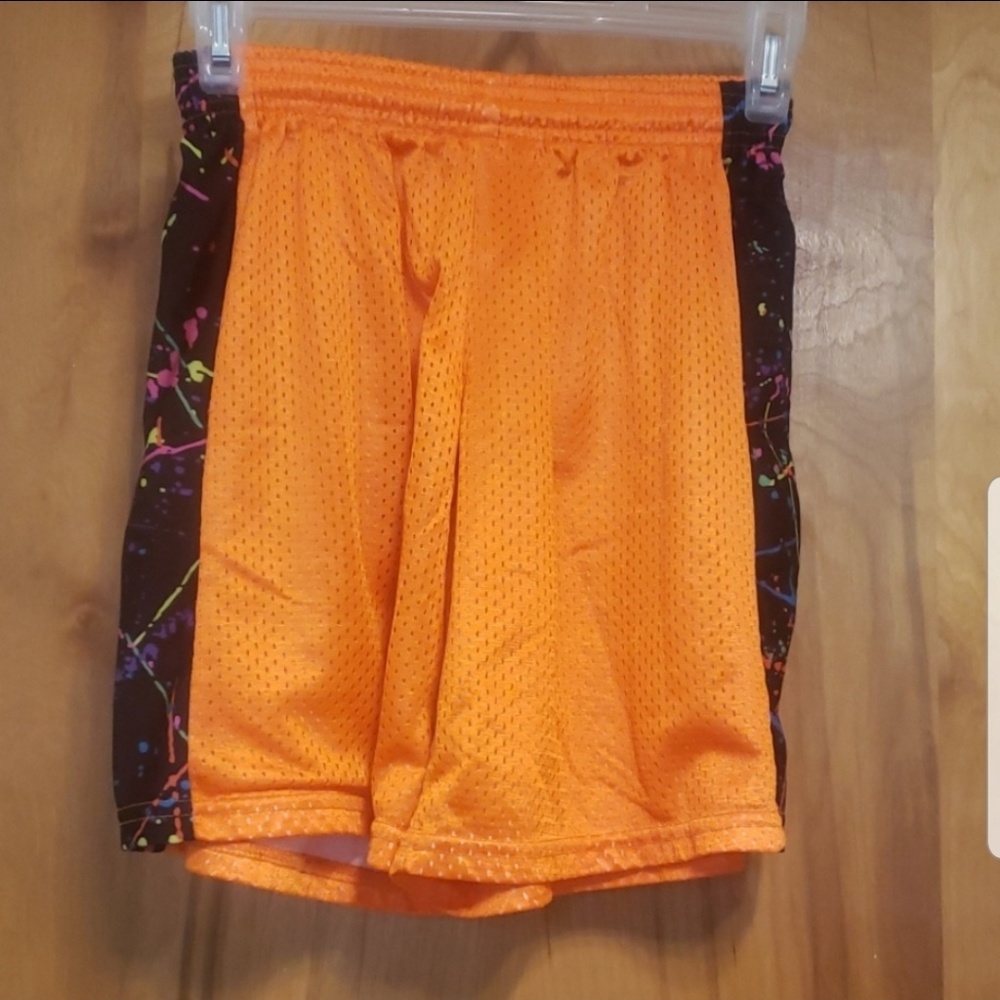 Fit2Win Kids Orange Black Mesh Basketball Shorts